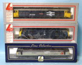 Lima OO gauge, three diesel locomotives: 47376 "Freightliner 1995", 828 "Magnificent" and 500009 "