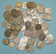 A collection of 1920-1946 silver coinage, comprising two 1935 crowns, forty-four half-crowns,