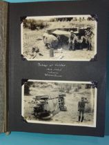 An album of WWI photographs of the British Army in India and Afghanistan, including tanks going to