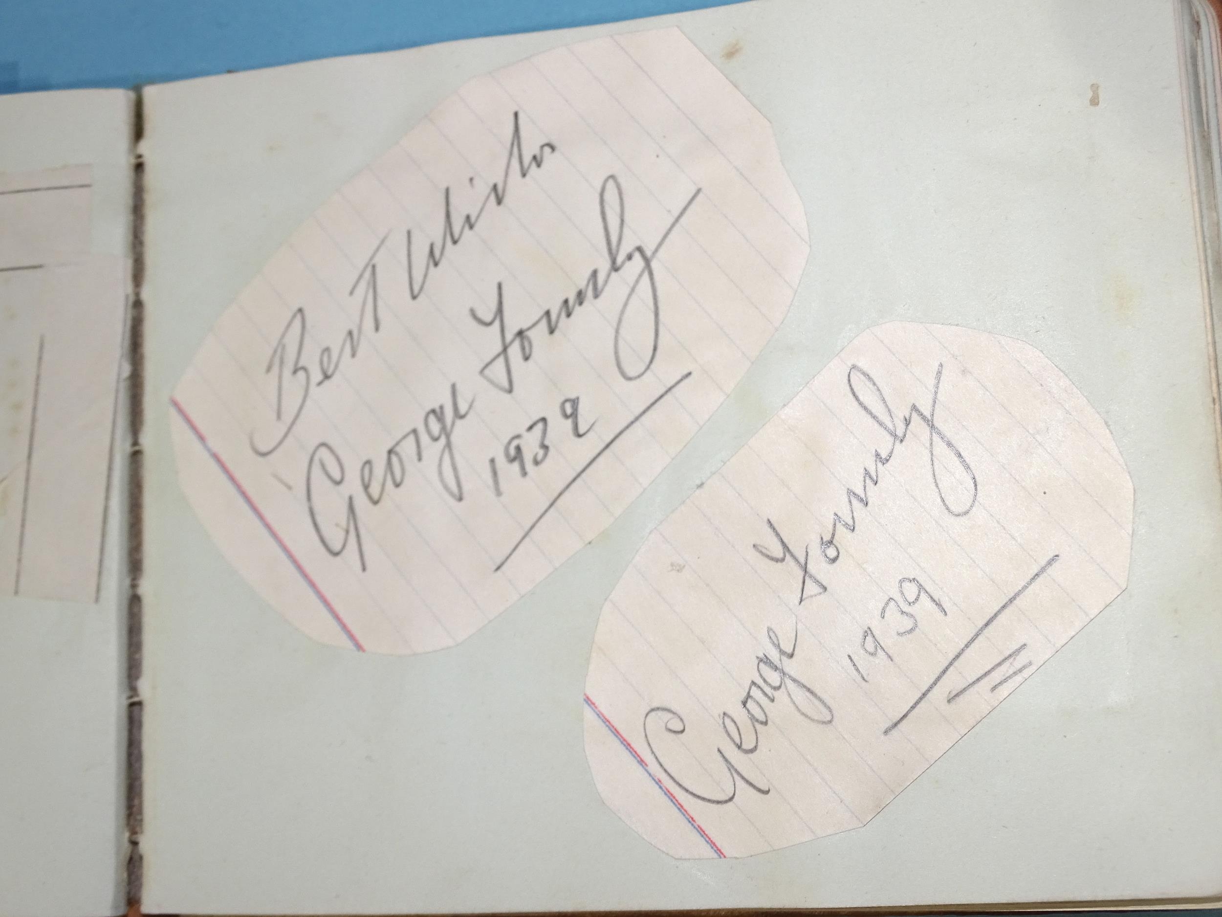 An album of autographs, mainly 1930s, entertainers including Gracie Fields (x2), George Formby (x2), - Image 3 of 4