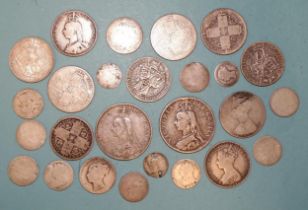 Queen Victoria (1837-1901), an 1849 Godless florin, two 1873 Gothic florins, three others (