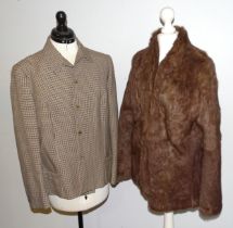 A Daks lady's wool check jacket, size 14 approximately and a dyed musquash jacket, (2).
