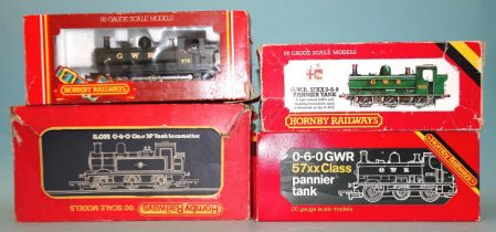 Hornby OO gauge, four 0-6-0 tank locomotives: R041 RN8751 (x2), R052 RN47606 and R300 RN8773, (all