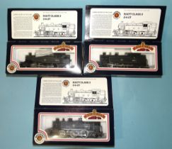 Bachmann OO gauge, three BR Ivatt tank 0-6-2 locomotives: 31-450A RN41272, 31-451 RN41241 and 31-452