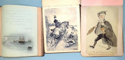 Three late-Victorian commonplace albums of amateur watercolour, cartoons, verse and autographs.