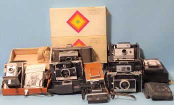 Polaroid land cameras: "Highlander", J66, 195, 180, 350, (cased), three others, two boxed