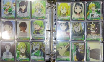 A collection of various trading cards: 'Doomtown' approximately 650, 'Weiss Schwarz-Disgaea'