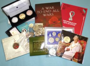 Jubilee Mint 'The Platinum Jubilee of Queen Elizabeth II £5 Coin Collection', in case, a FIFA