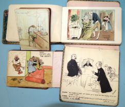 Four Edwardian commonplace albums of amateur watercolours, verse, etc.