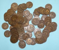 A large quantity of British bronze coinage, including approximately one hundred 1912H pennies.