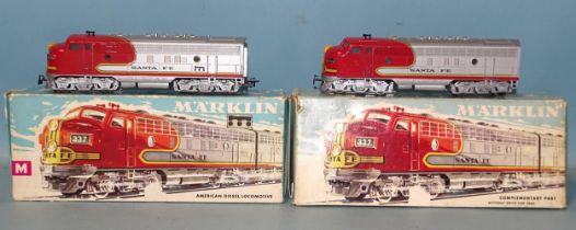 Märklin HO gauge, no.3060 Santa Fe diesel and 4060 complimentary locomotive, (both boxed), (2).