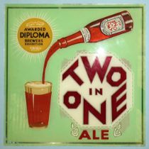 A collection of four Octagon Brewery Ltd, Plymouth, painted advertising glass panels for "Two In One