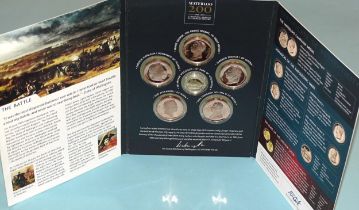 The Battle of Waterloo 1815-2015 200-year anniversary six-coin proof set, to include five bronze