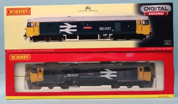 Hornby OO gauge, R2901XS BR CoCo Diesel Electric Class 50 locomotive "Illustrious" RN50037, with