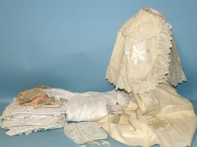 A Victorian fine ivory wool christening cape decorated with silk appliqué and embroidery, a broderie