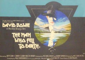 "The Man Who Fell To Earth", a UK quad poster for the 1976 film that starred David Bowie, directed