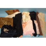 Assorted early-20th century and later lingerie: cami knickers, five pairs of stockings, three slips,