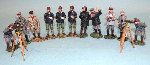 Nine John Jenkins Designs 1/30 scale WWI figures, (no boxes).