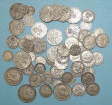 A small collection of 1920-1946 British silver coinage: half-crowns (x4), florins (x12),