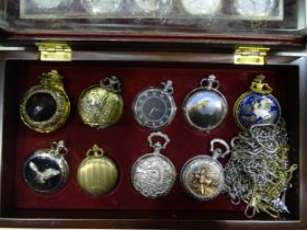 A collection of nineteen modern quartz pocket watches, in two fitted trays.