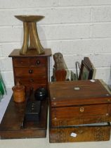 A miniature mahogany-veneered chest of two short and three long drawers, 27cm wide, 32cm high,