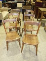 A harlequin set of six beech and elm kitchen chairs, (6).