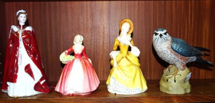 A Royal Worcester figurine in 'Celebration of The Queen's 80th Birthday 2006', two Royal Doulton