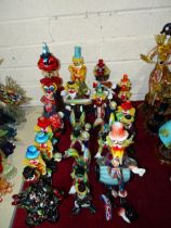 A collection of twenty Murano glass clown figures, (some a/f).