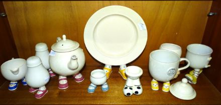 A collection of Carltonware novelty tea ware with feet, (some damages).