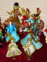 A Murano glass Harlequin figure together with nine Murano glass courtesan and other figures, (10).