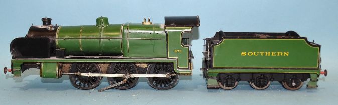 O gauge, 2-6-0 SR locomotive and tender RN879, (a/f, no front bogie), together with a quantity of