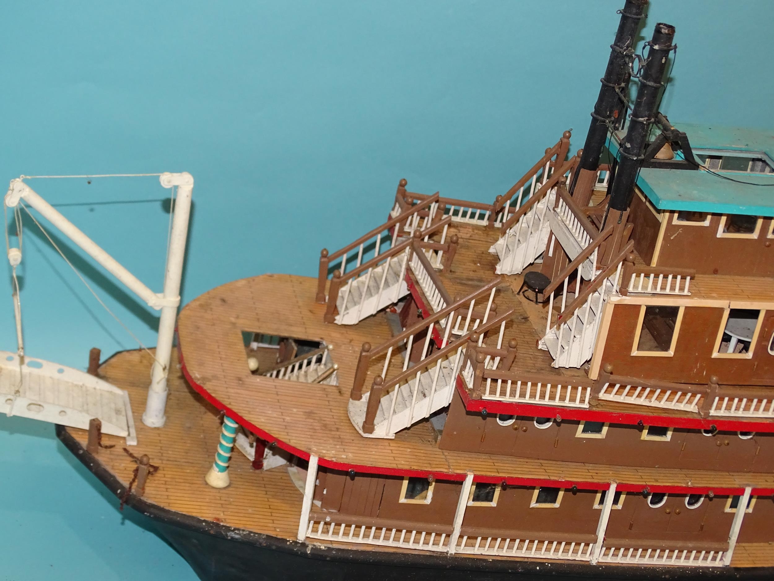 A scratch/kit-built model of a paddle steamer gun boat of mainly wood construction, with - Image 3 of 18