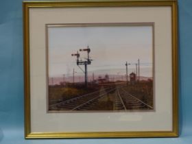 Laurence Roche (b. 1944) RAILWAY SIDINGS AT A COLLIERY Signed mixed media, 38 x 47cm.