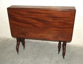 A Victorian mahogany drop-leaf Sutherland table on turned supports and gate legs, 89cm wide, 104cm