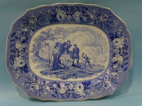 Jones & Sons, Hanley (1826-28), from the British History Series: a large meat plate decorated blue