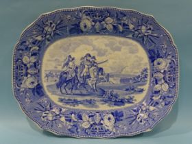 Jones & Sons, Hanley (1826-28), from the British History Series: a meat plate decorated blue and