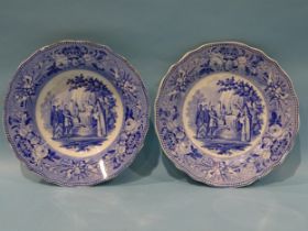 Jones & Sons, Hanley (1826-28), from the British History Series: a soup plate decorated blue and