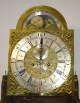 R Hampton, Warrington, a late-George-III mahogany long case clock, the signed arched brass dial with