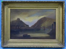 George Henry Jenkins (1843-1914) CORNISH FISHING VILLAGE Signed oil on canvas, 51 x 76cm.