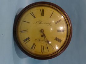 J Browning, Street, a Victorian mahogany circular wall clock with single fusée movement, 37cm