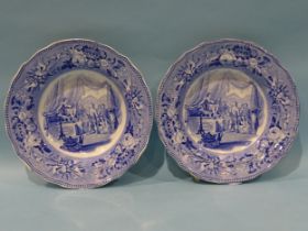 Jones & Sons, Hanley (1826-28), from the British History Series: a soup plate decorated blue and