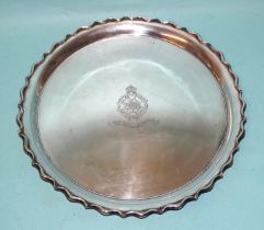 An Egyptian silver salver with wavy rim, centrally-inscribed with Royal Army Chaplains Department
