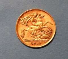 A George V 1911 half-sovereign.