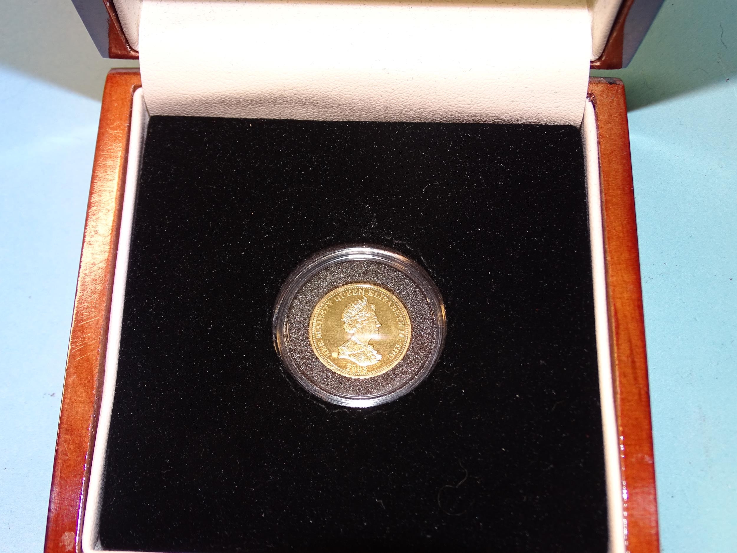 A London Mint Office Elizabeth II 2008 22ct gold Tristan Da Cunha Trafalgar third-guinea, in - Image 2 of 3