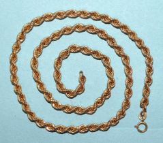 A 9ct gold rope-twist neck chain, 45cm, 6.3g.