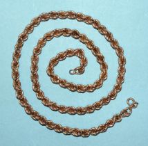 A 9ct gold rope-twist necklace, 57cm, 24.8g.