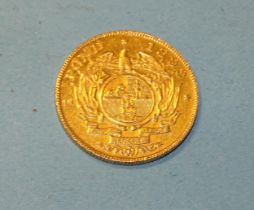 A South African 1893 one-pond coin.