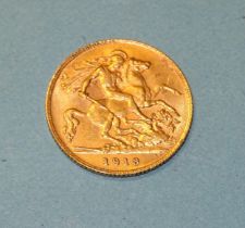 A George V 1913 half-sovereign.