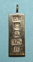 A 9ct gold ingot pendant, 24.3g.