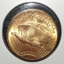A USA 1928 gold Saint Gaudens $20 double-eagle, EF, in Royal Mint Collector Services packet, (with